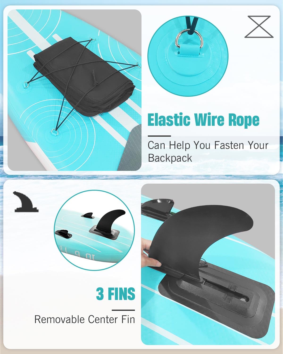 Inflatable Stand Up Paddle Board 10'6"×31"×6"", Max 140KG Load SUP Paddle Board with Accessories Waterproof Cell Phone Bag, Excellent Paddleboards for Adults/Youth/Beginners/Advanced/Water yoga