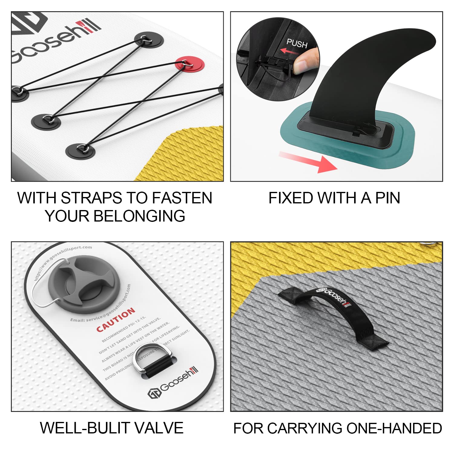 Goosehill Inflatable Stand Up Paddle Board, Premium SUP Package, 10' Long 32" Wide 6" Thick, Patterns Open for Customization