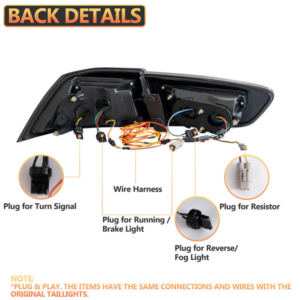 LED Rear Lights compatible with Lancer & EVO X 2008-2020 (Not Fit fortis/io), w/Amber Sequential indicator, Driver & Passenger Side - Red