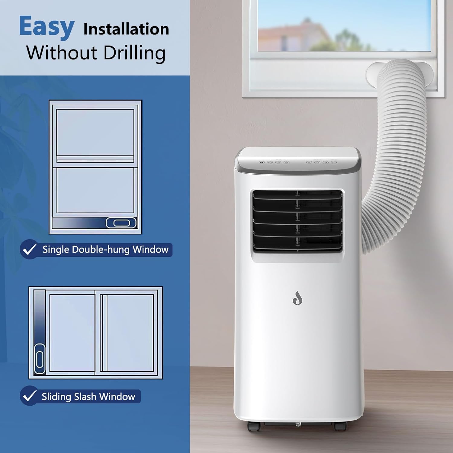 Air Conditioning Unit, Portable Air Conditioner with 4-in-1 Cooling & Fan & Dehumidifier & Sleep Mode Function, Air Conditioners with Digital Display & Remote Control, 24H Timer for Room up to 215 ft