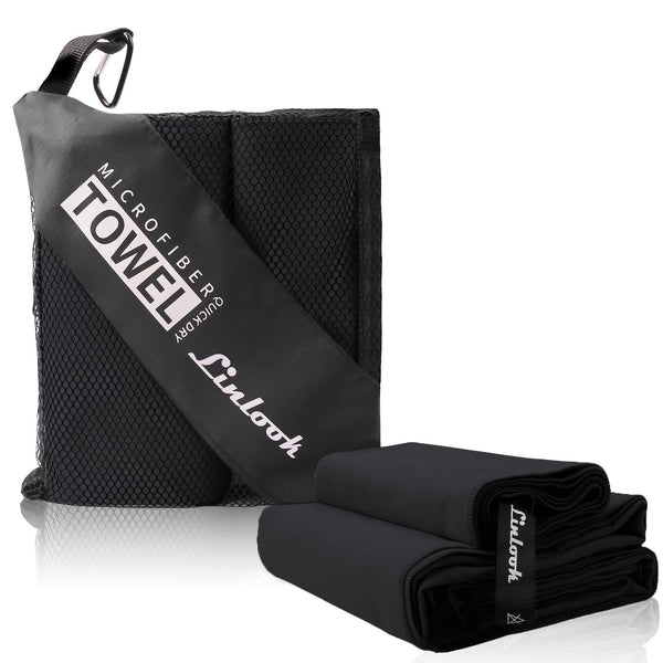 Linlook Microfibre Towel Set (180 x 80 cm Large Bath Towel + 100 x 50 cm Small Towel) - Lightweight Quick Drying Compact Towel for Beach Sports Gym