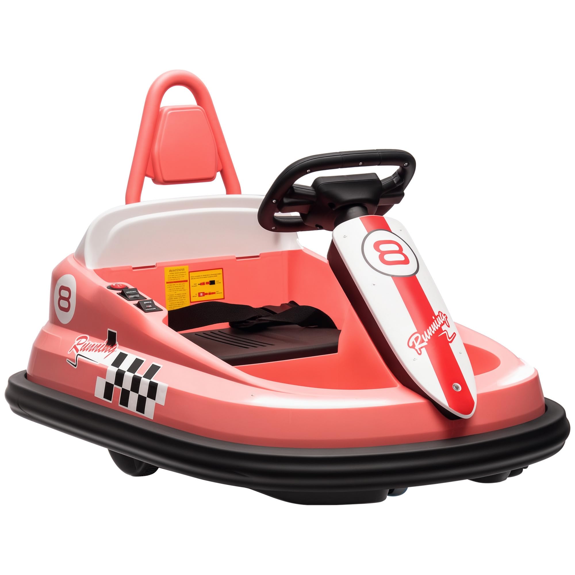 HOMCOM Kids Bumper Car 360° Rotation Spin Waltzer Car 6V Electric Ride On Car with 2 Speeds, Music, Lights for 18-48 Months - White