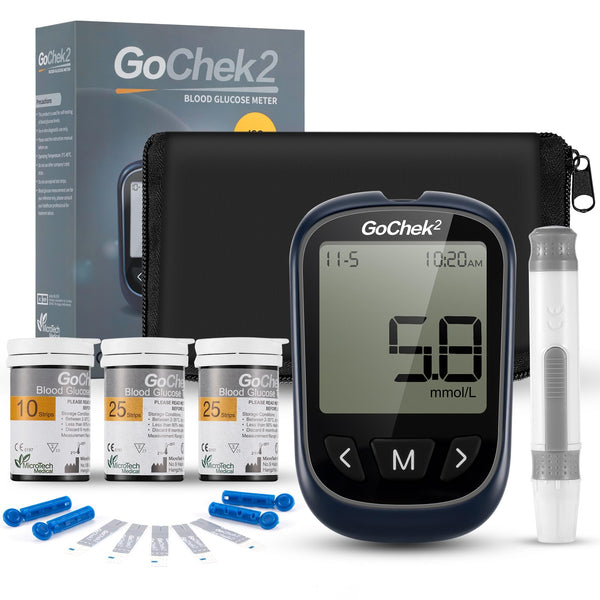 Blood Glucose Monitor Meter, Diabetes Testing Kit [2020 Upgrade] Blood Sugar Tester with 25 Test Strips and 25 Lancets - for UK Diabetics in mmol/L by Exactive EQ