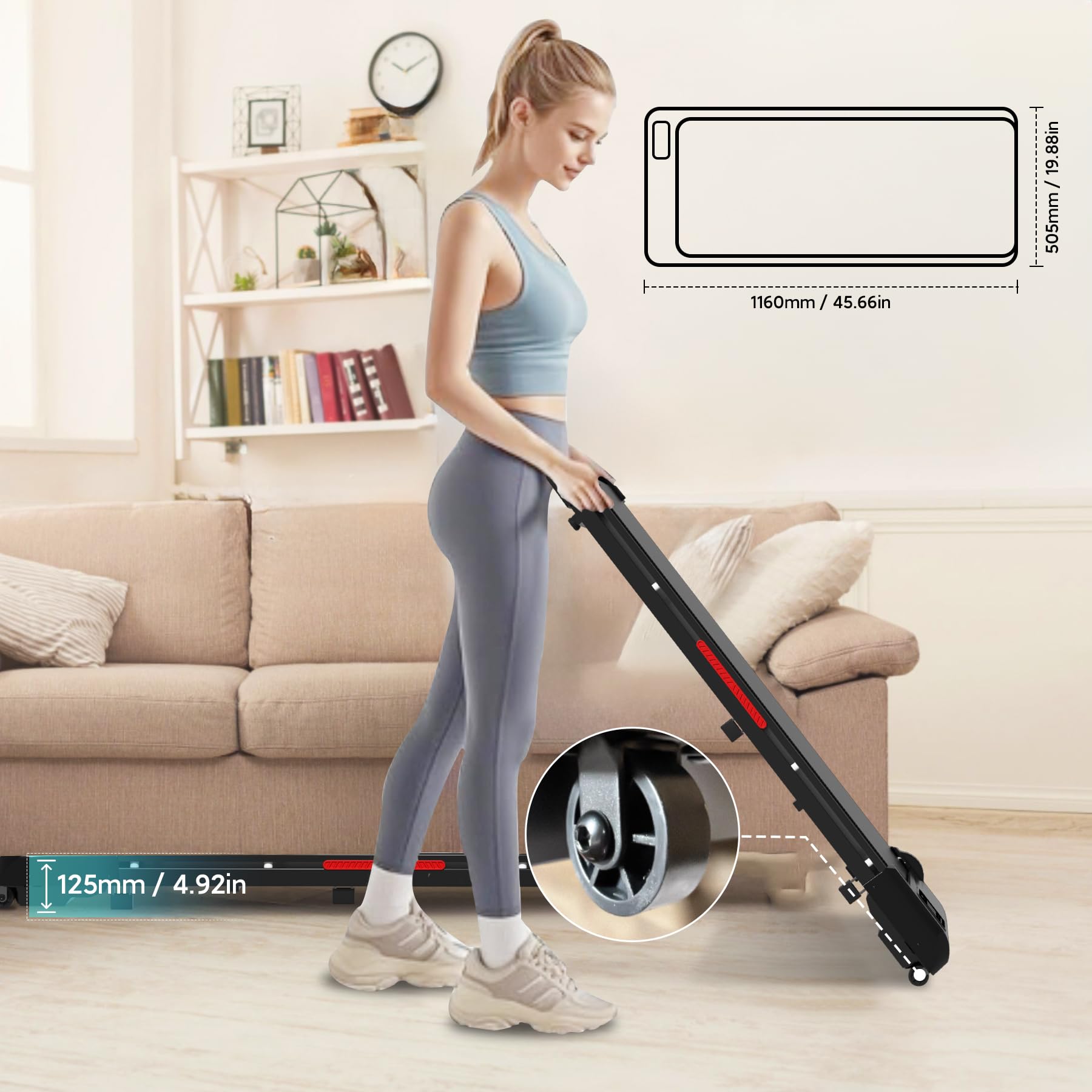 Walking Pad, Under Desk Treadmills For Home, Silent Portable Treadmill, Remote Control and LED Display