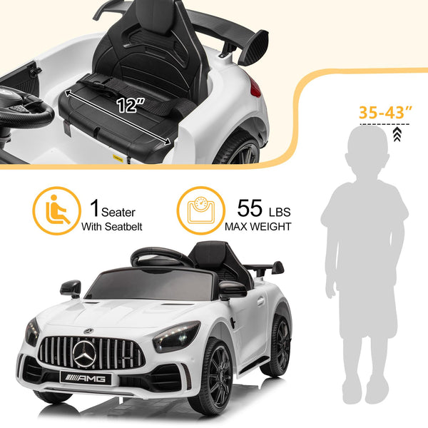 Karlhome 12V Ride on Car, Licensed Mercedes Benz AMG GTR with Parental Remote, 2 Motors Electric Car for Kids to Drive w/Wider Seat, LED Lights, Openable Doors, MP3, Smooth Start, 3 Speeds - Black