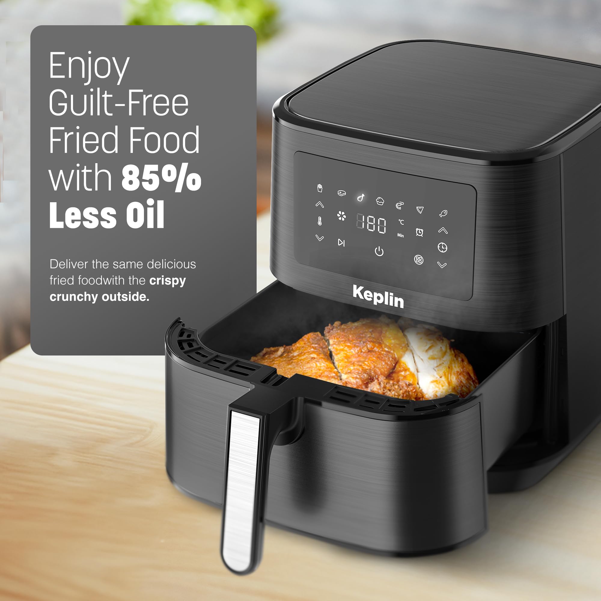 Essen by Keplin 9L Dual Zone Air Fryer - 2700W Energy-Saving Cooker with 6 Cooking Functions - Extra-Large Capacity for Healthy Meals - Roast, Bake, Dehydrate, Crisp - Family Size (9L)