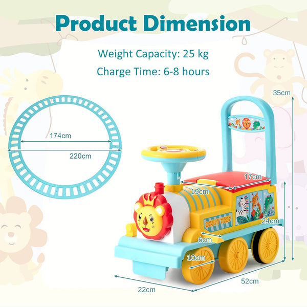 Maxmass Ride On Train and Track, 6V Battery Powered Electric Car with Storage Seat, Music & Lights, Kids Ride On Toy for 18+ Months (Black)