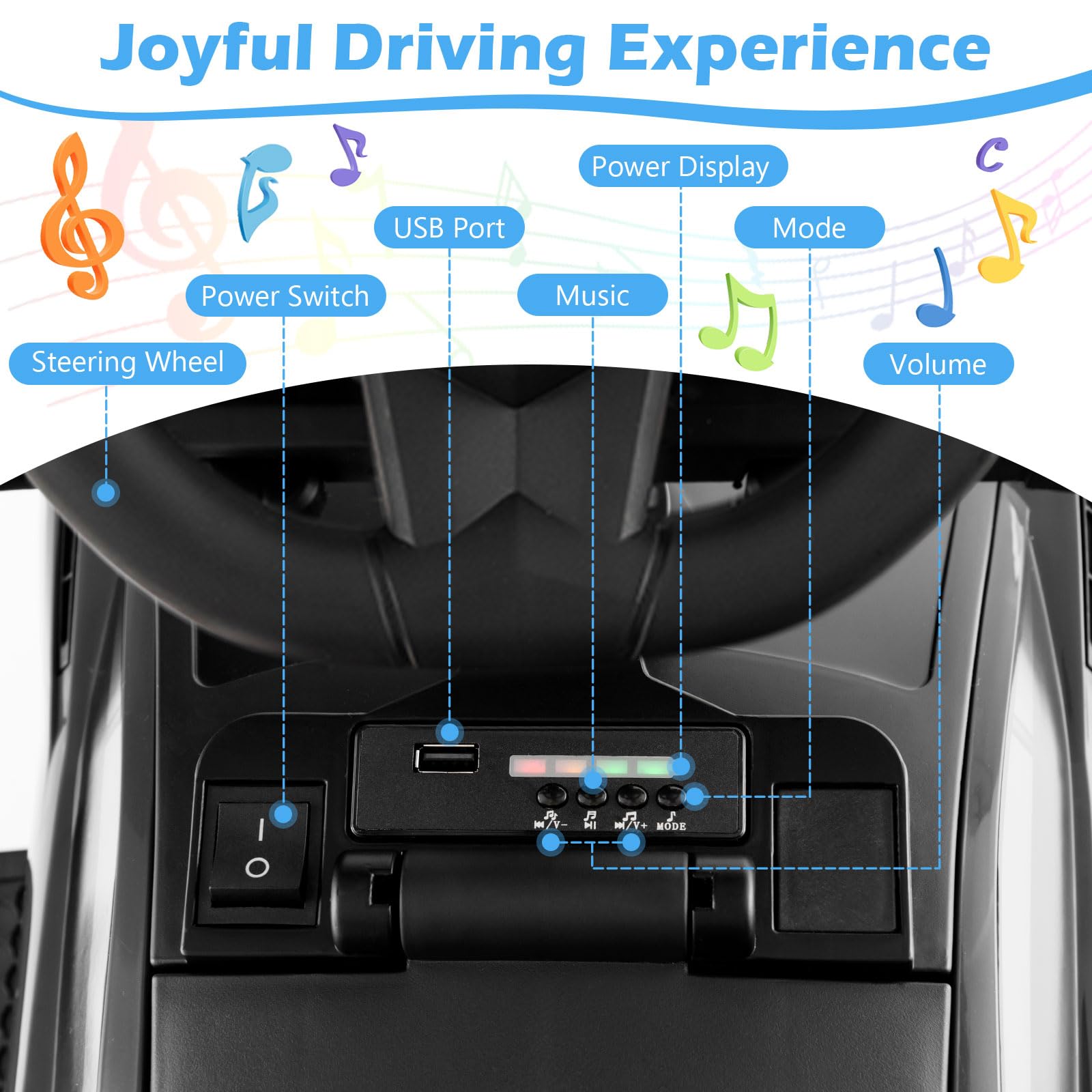 GYMAX 3 in 1 Kids Ride on Push Car, Licensed Lamborghini Push Along Car with Handle, Guardrails, USB Port, Music & Lights, Underneath Storage, Toddler Sliding Toy for 18-60 Months Boys Girls (Black)