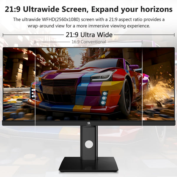 Z-Edge 34 Inch Curved Gaming Monitor Ultrawide 165Hz(DP) 100Hz(HDMI) 1ms MPRT 21:9 3440x1440 WQHD R1500 Curved Screen, Tilt/Swivel/Height Adjustable, FreeSync, HDMI, DisplayPort