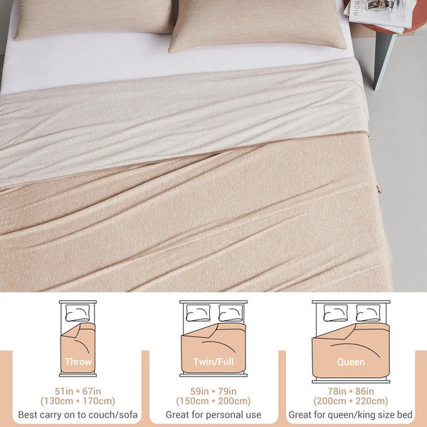 Elegear Cooling Blanket for Night Sweats, Q-Max 0.5 Arc-Chill Summer Cool Fiber Throw for Bed Sofa Chair Travel Adult Kids Hot Sleeper, Comfort, Lightweight, Twin/Double, 150x200cm, Gray