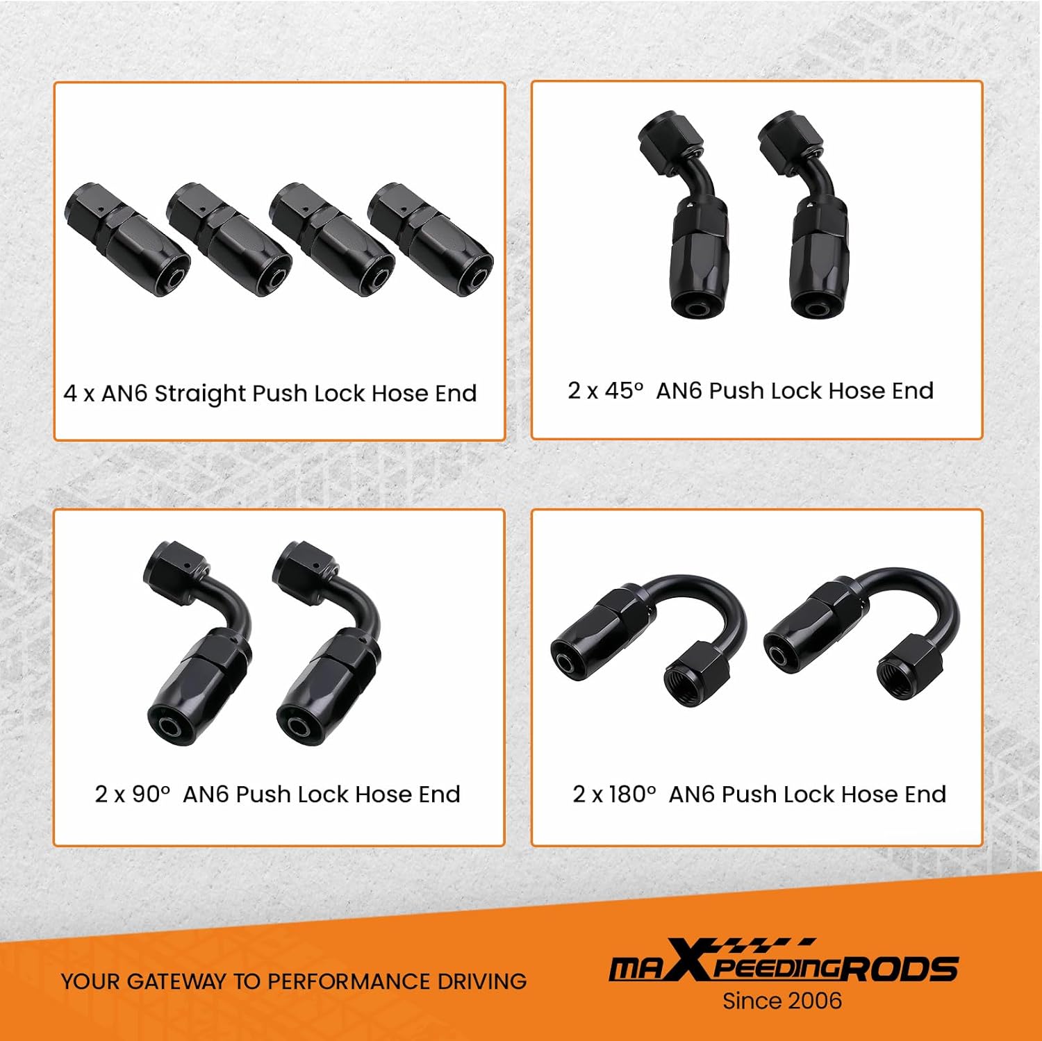 maXpeedingrods AN6 5M Stainless Steel Flexible Braided Fuel Hose Remote Oil Cooler Line Coolant Pipe 0.55", with Hose End Fitting Adapters