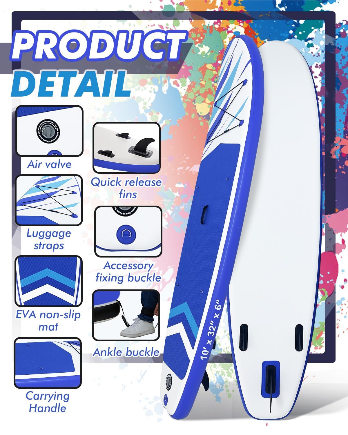 Victoper Inflatable Stand Up Paddle Board Surfboard Complete with Premium Paddle Board Accessories Wide Stable Non-Slip Paddle Boards for All Skill Yoga