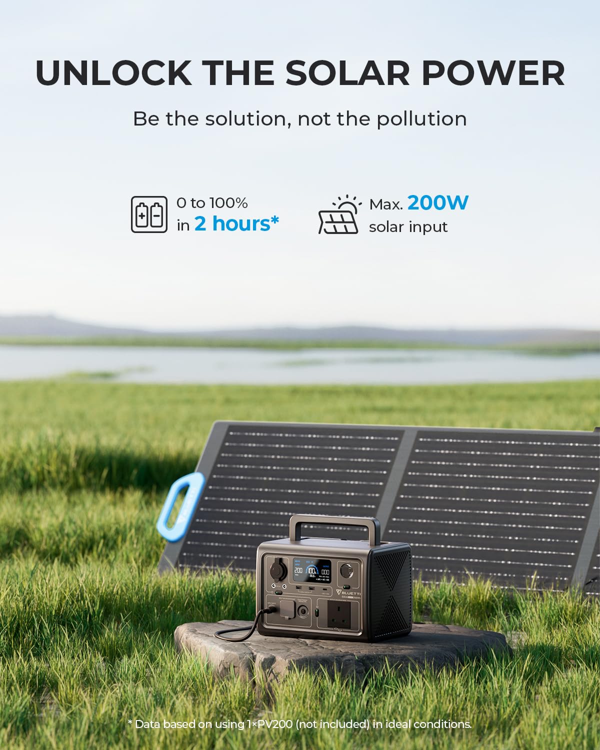 BLUETTI EB3A Portable Power Station, 268Wh LiFePO4 Power Station Battery Backup w/ 2 600W (1200W Surge) AC Outlets, Recharge from 0-80% in 30 Min., Solar Generator for Outdoor Camping