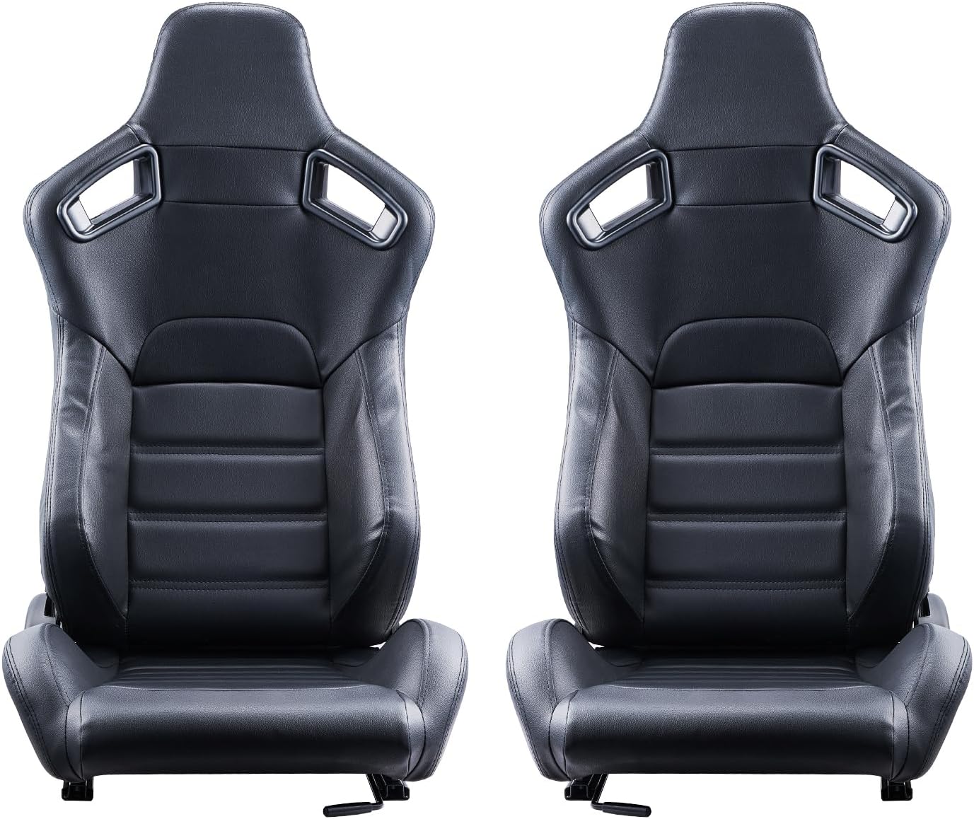 VEVOR Racing Seat, 2 Set, Adjustable Racing Cockpit with Wide Angle Reclining & High-Resilience Foam, Comfortable Racing Chair with Soft PVC Leather & Q235B Slider, Fit for Racing Cars & Go-Karts