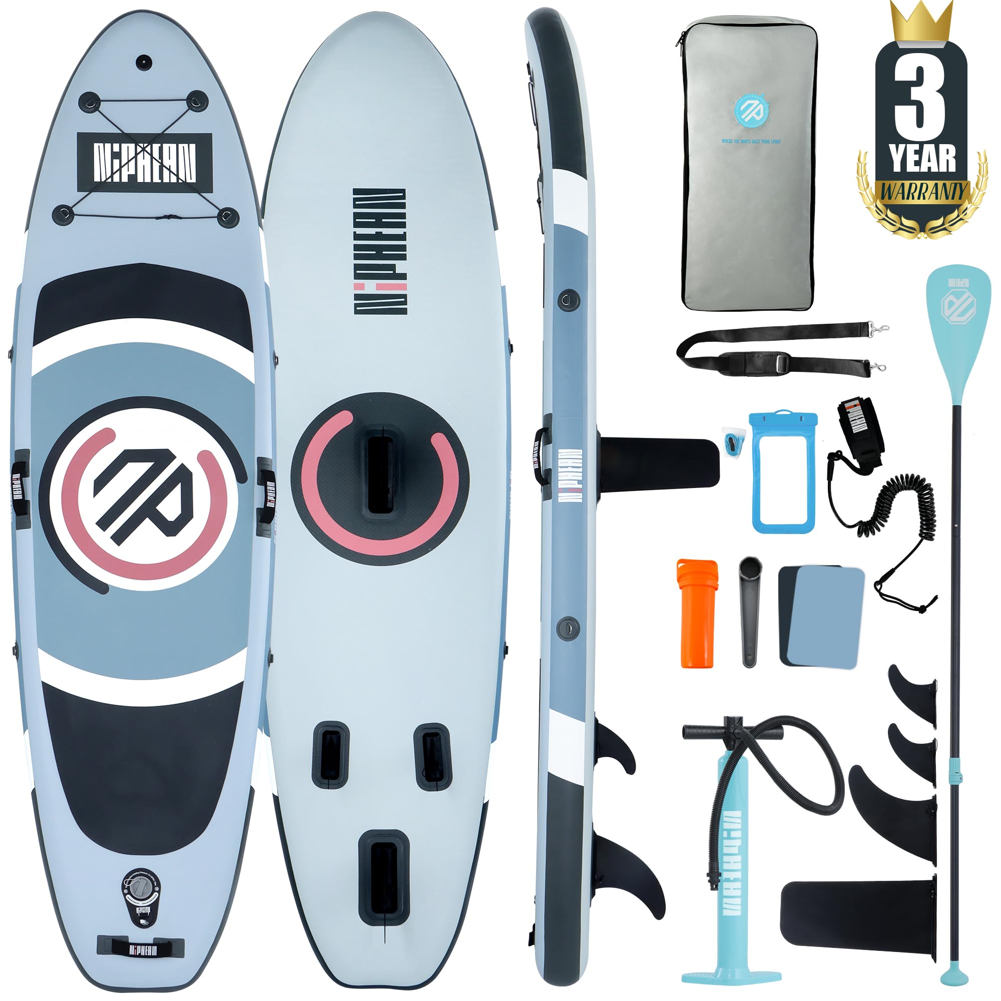 Niphean Inflatable Paddle Board with Stable Wing and Durable SUP Accessories, 10' Stand up Paddle Boards for Adults & Youth, Idea for Stand up Paddleboarding Beginner, Versatile Yoga Paddle Board