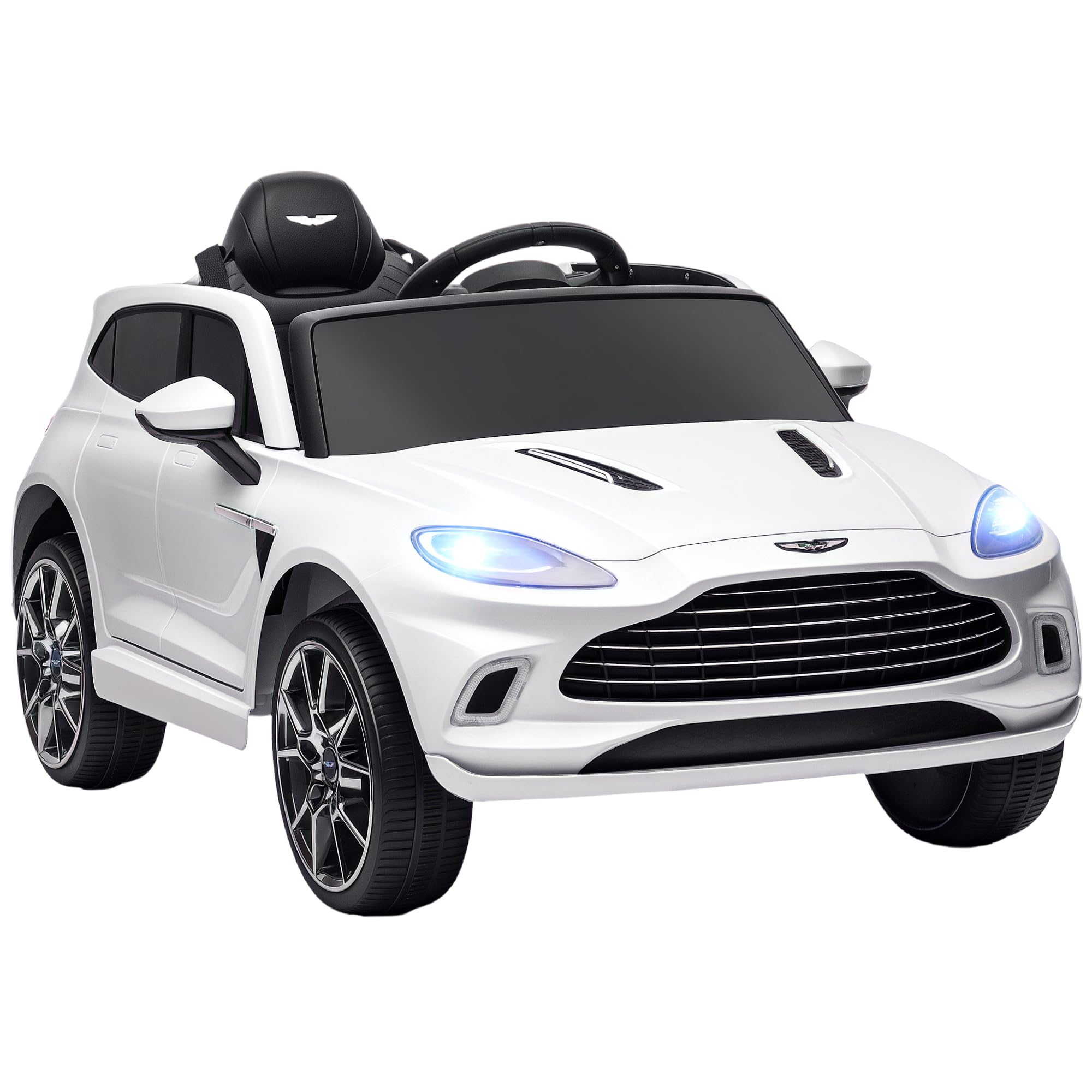 AIYAPLAY 12V Kids Electric Car, Aston Martin DBX Licensed Kids Ride on Car with Remote Control, 4 Suspension Wheels, LED Lights, Music, Horn, Slow Start, for Ages 3-6 Years, Blue