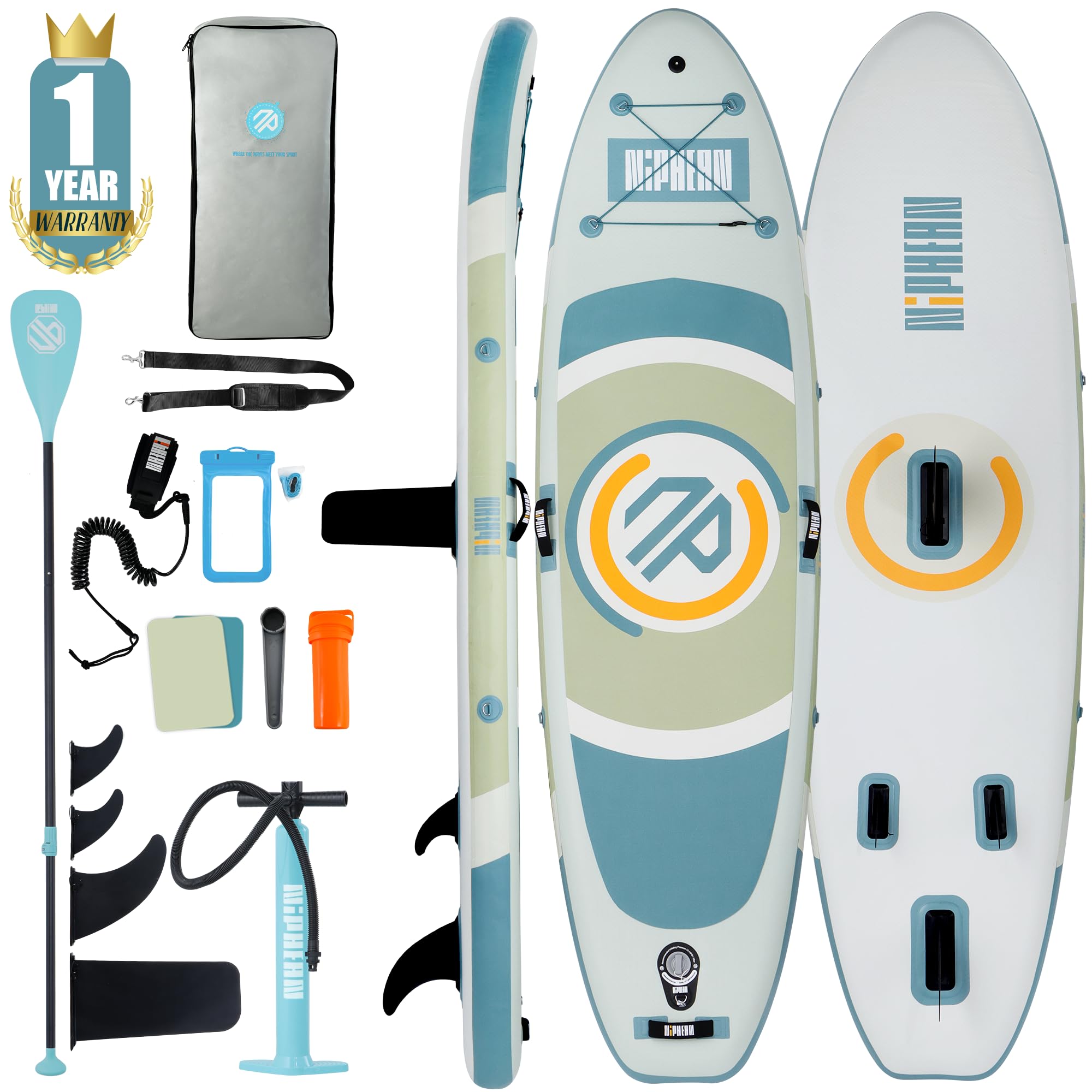 Niphean Inflatable Paddle Board with Stable Wing and Durable SUP Accessories, 10' Stand up Paddle Boards for Adults & Youth, Idea for Stand up Paddleboarding Beginner, Versatile Yoga Paddle Board