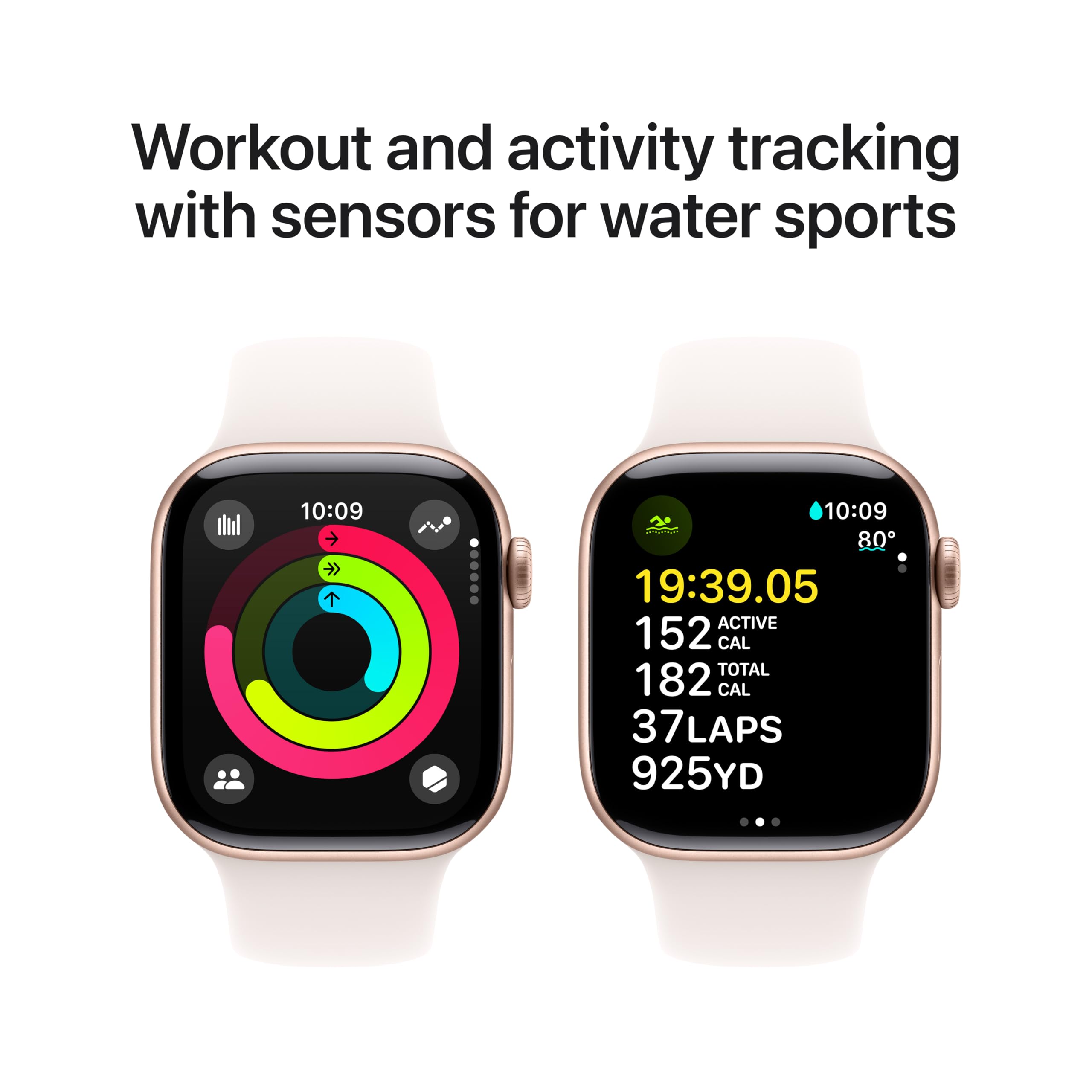 Apple Watch Series 10 GPS 42 mm Smartwatch with Jet Black Aluminium Case with Black Sport Band - M/L. Fitness Tracker, ECG App, Always-On Retina Display, Water Resistant