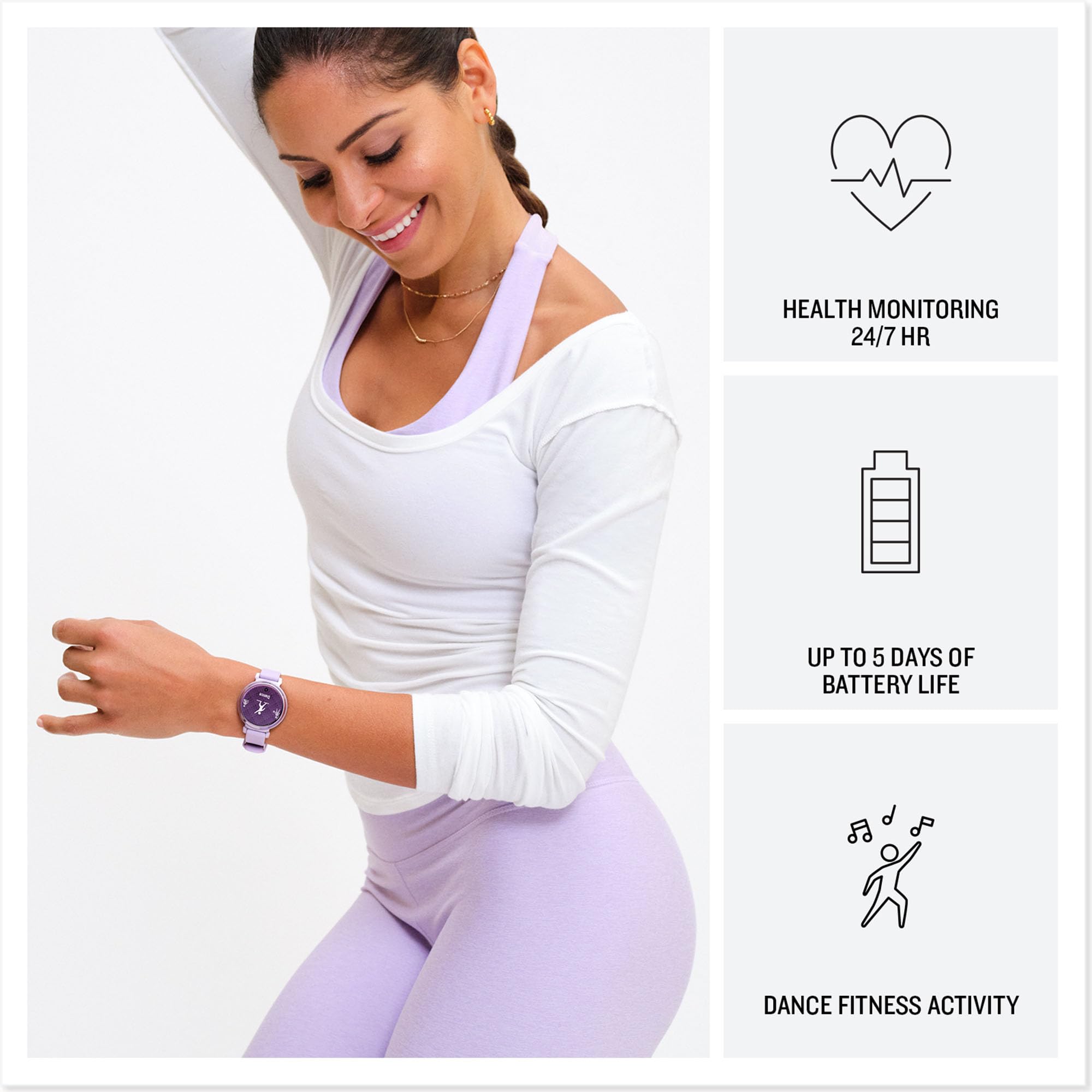 Garmin Lily 2, Stylish Small 35mm Smartwatch and Fitness Tracker with Hidden Display, Patterned Lens , Bright Touchscreen Display and up to 5 days battery life, Coconut