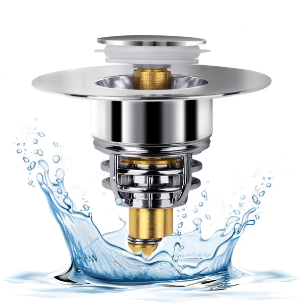 Universal sink plug,pop up sink plug replacement,Stainless Brass Bounce Core bath plug, kitchen sink plug,sink plug with Drain Strainer for