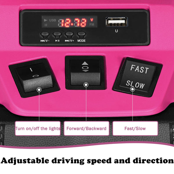 GYMAX Kids Electric Quad Bike, Children Ride On ATV with Bluetooth, Lights, Music, Horn, High/Low Speeds and Slow Start, 12 V Battery Powered Toy Car for 3-7 Years Boys Girls (Blue)