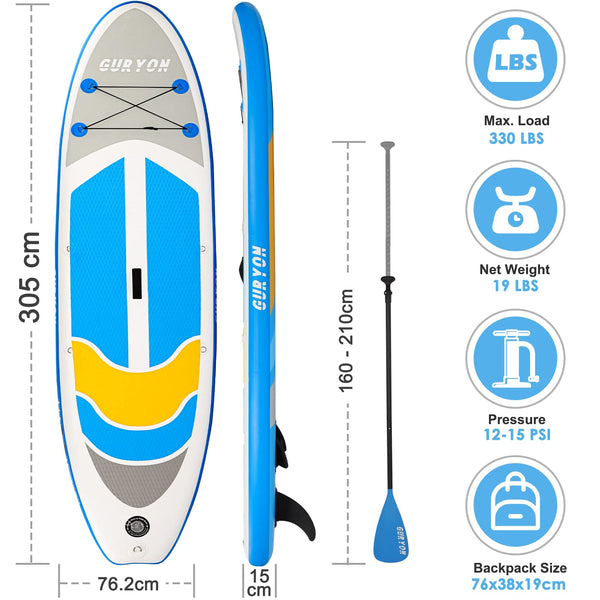 Paddle Board, Inflatable Stand Up Paddle Board Ultra-light ISUP 10’x 30" x 6" Paddle Board with Adjustable Paddle, Hand Pump, Leash, Repair Kit, Waterproof Phone Case, Paddle Board for Adults