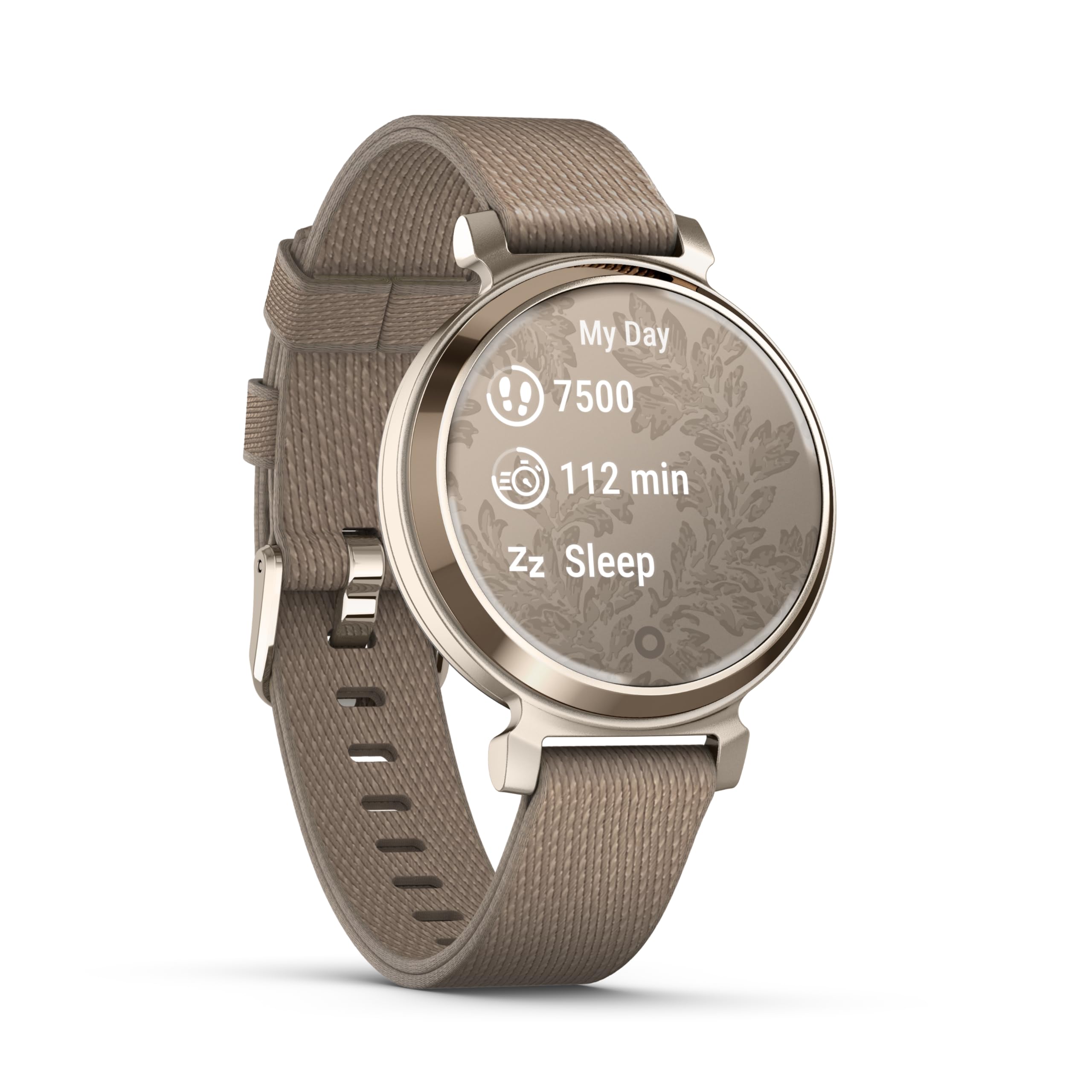 Garmin Lily 2, Stylish Small 35mm Smartwatch and Fitness Tracker with Hidden Display, Patterned Lens , Bright Touchscreen Display and up to 5 days battery life, Coconut
