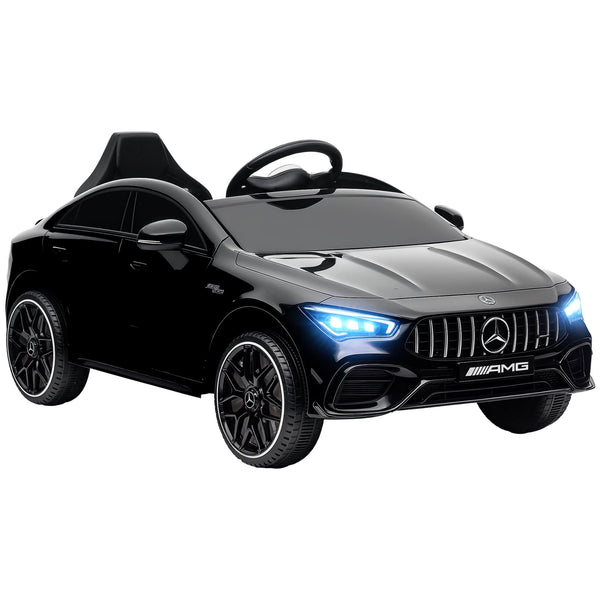 AIYAPLAY Mercedes Benz Licensed 12V Electric Car for Kids, Kids' Electric Ride on with Remote Control, Transport Wheels, Spring Suspension, LED Lights Music, for 3-6 Years - Black