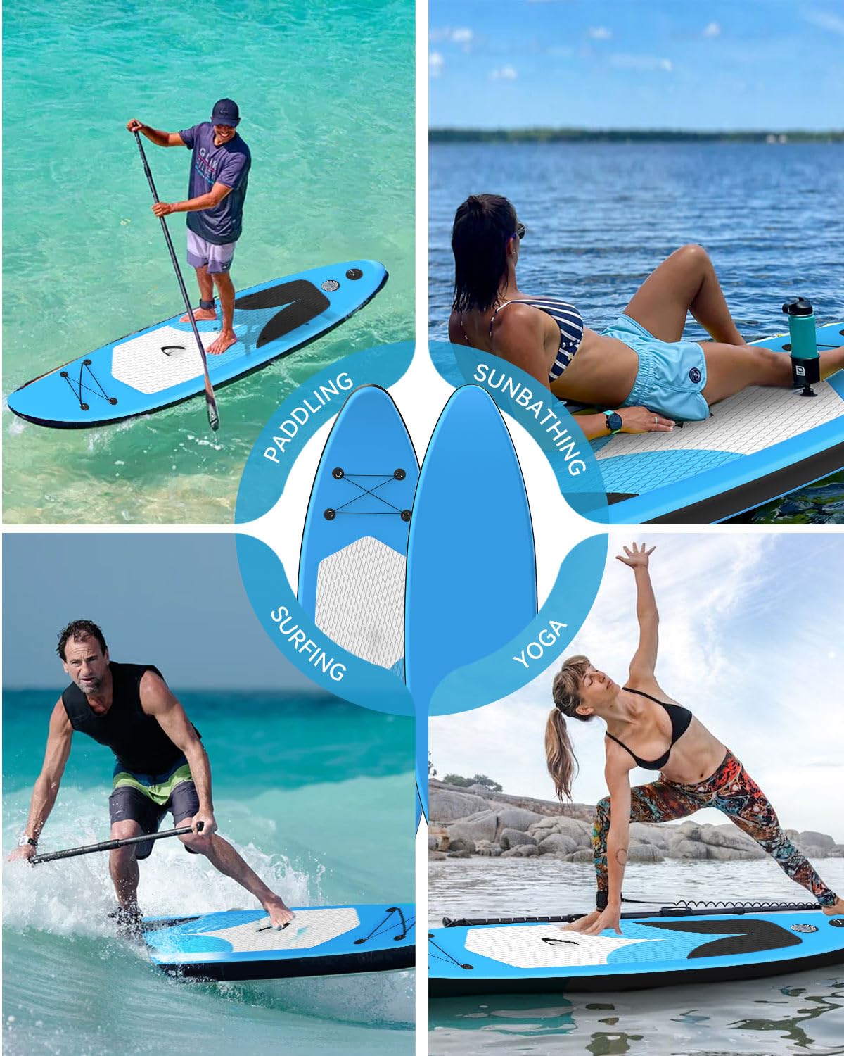 Inflatable Stand Up Paddle Board 10'5''×30''×6'', SUP Inflatable Paddle Boards Ultra Light Surfing Board Kit for Adults, Set with Adjustable Paddle Hand Pump Fin Backpack Phone Case Repair Kit