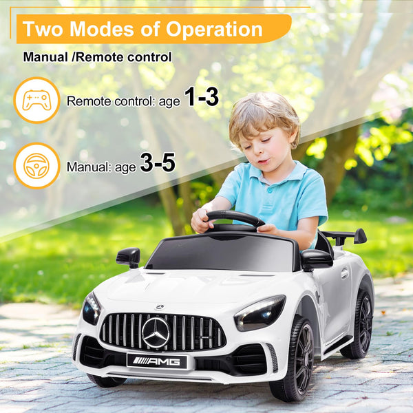 Karlhome 12V Ride on Car, Licensed Mercedes Benz AMG GTR with Parental Remote, 2 Motors Electric Car for Kids to Drive w/Wider Seat, LED Lights, Openable Doors, MP3, Smooth Start, 3 Speeds - Black