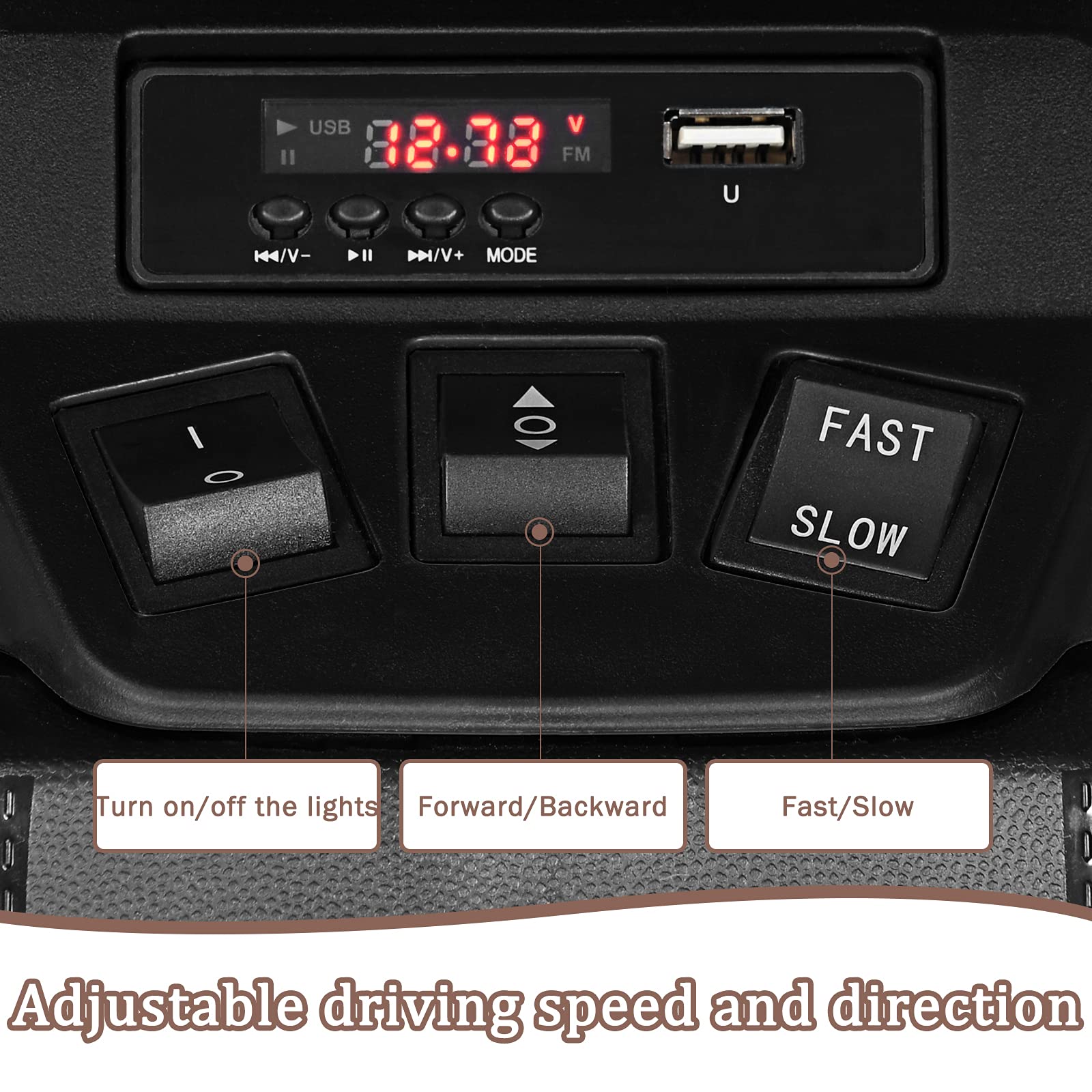 GYMAX Kids Electric Quad Bike, Children Ride On ATV with Bluetooth, Lights, Music, Horn, High/Low Speeds and Slow Start, 12 V Battery Powered Toy Car for 3-7 Years Boys Girls (Blue)