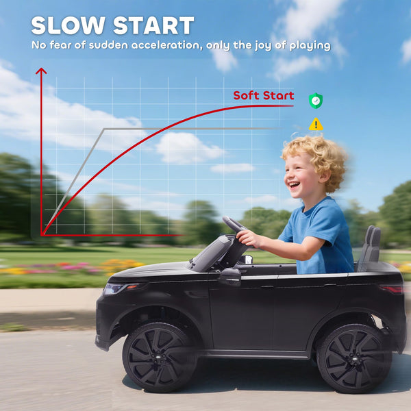 AIYAPLAY Land Rover Discovery Licensed 12V Electric Car for Kids, Ride on SUV with Remote Control, 4 Wheel Suspension System, Slow Start, LED Lights, Music, for 3-6 Years Old, Khaki