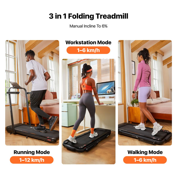 Mobvoi Home Treadmill SE 3 in 1 Foldable Treadmill for Home Walking Pad 2.5 HP Compact Portable folding Under Desk Running Machine with Remote Control LED Display for Home Office 12 km/h