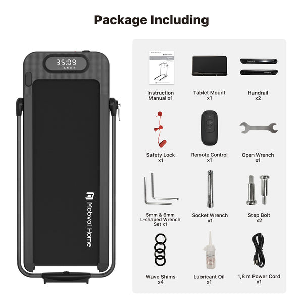 Mobvoi Home Treadmill SE 3 in 1 Foldable Treadmill for Home Walking Pad 2.5 HP Compact Portable folding Under Desk Running Machine with Remote Control LED Display for Home Office 12 km/h