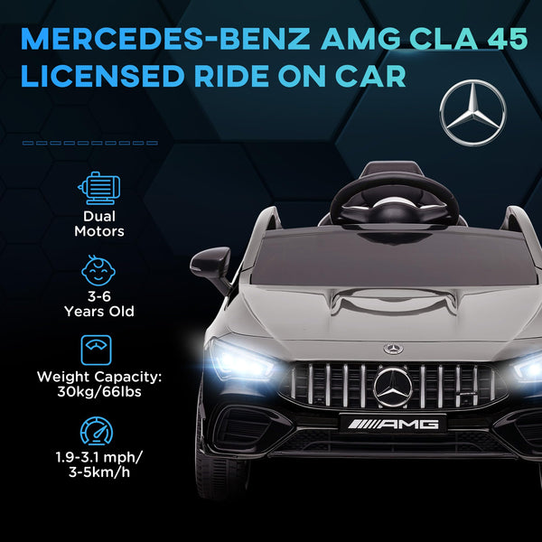 AIYAPLAY Mercedes Benz Licensed 12V Electric Car for Kids, Kids' Electric Ride on with Remote Control, Transport Wheels, Spring Suspension, LED Lights Music, for 3-6 Years - Black