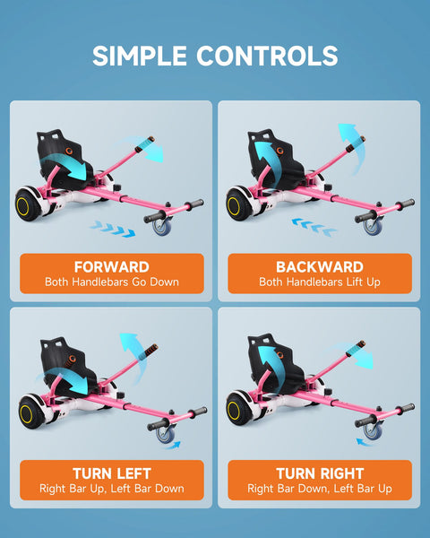 CO-Z Hoverboard Go Kart Adjustable Hoverkart Seat for Electric Self Balancing Scooters Fit Hover Board Sizes 6.5", 8" And 10" Hoverkart For