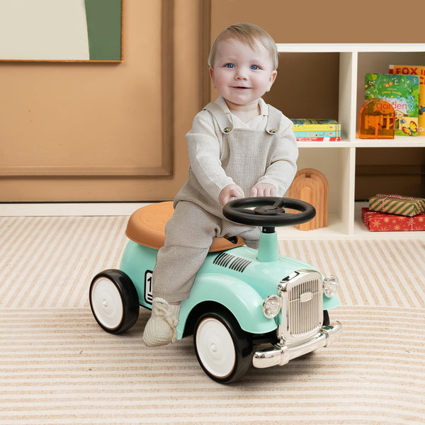 Kids Ride on Car, Toddler Foot to Floor Sliding Car with Air Horn, Hidden Storage Compartment, DIY Stickers, EVA Wheels, Children Sliding Walker Toy Car for 18-36 Months Boys Girls (White)