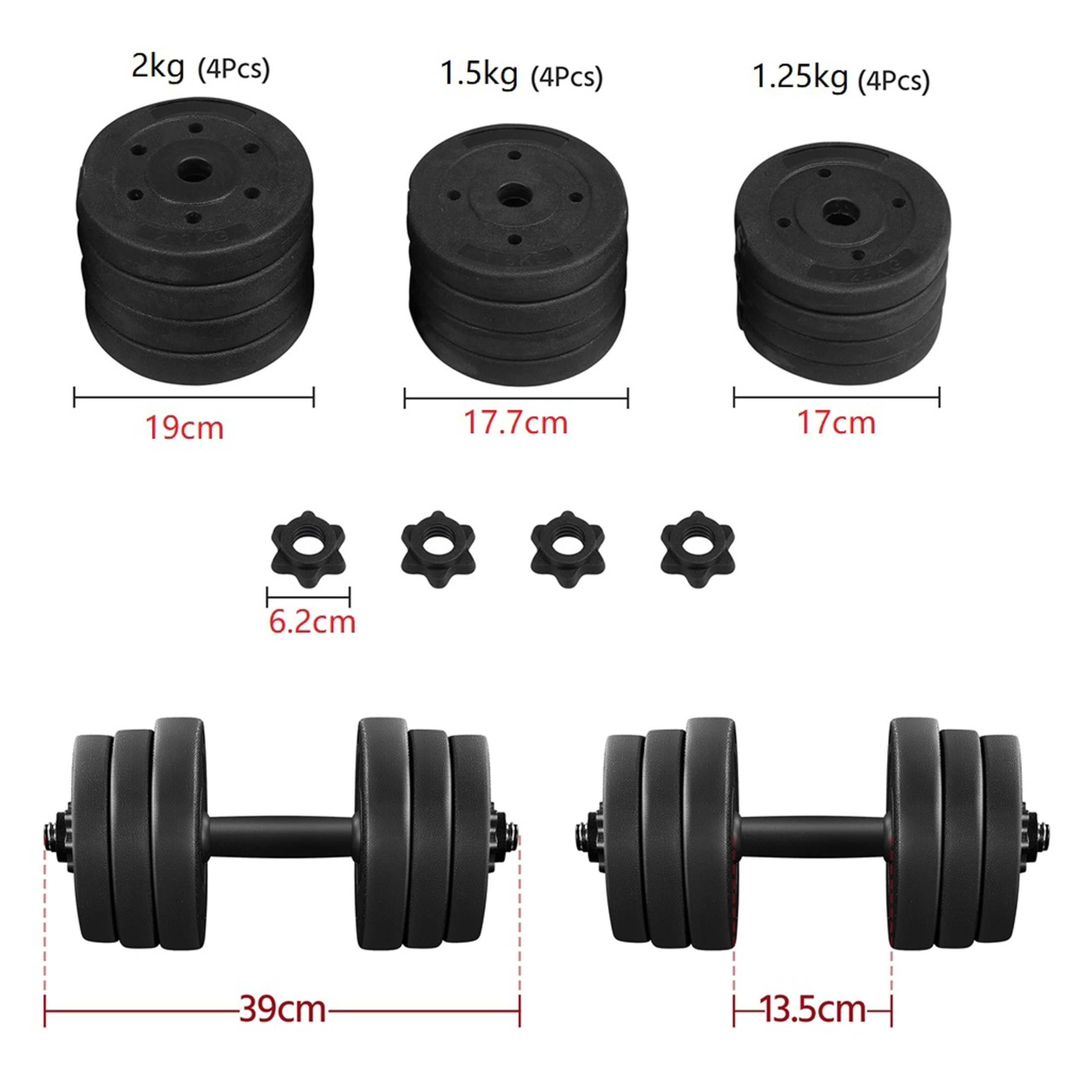 Yaheetech 30KG/25KG/20KG/15KG Adjustable Dumbbells Weight Lifting Training Set Dumbbells Set (sold as a pair) Home Gym Fitness for Men/Women