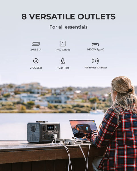 BLUETTI EB3A Portable Power Station, 268Wh LiFePO4 Power Station Battery Backup w/ 2 600W (1200W Surge) AC Outlets, Recharge from 0-80% in 30 Min., Solar Generator for Outdoor Camping