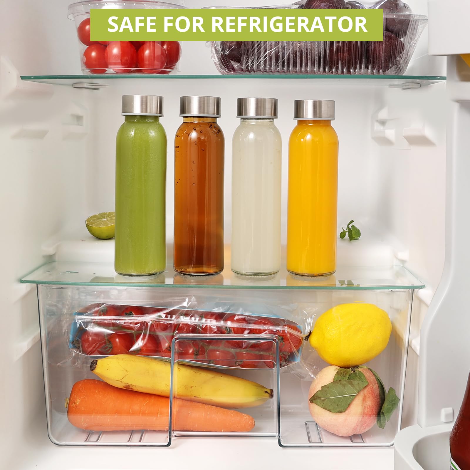 LIMILI Glass Bottles With Stainless Steel Lids, 300/350/750/1000ML Water Bottles, Leak Proof Reusable Drinking Bottles for Hot Cold Drinks, Work, Gym, Home