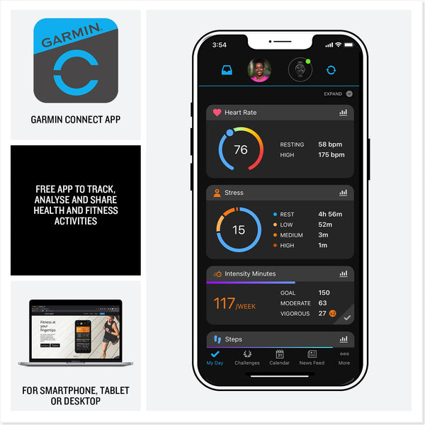 Garmin Venu 3 GPS 45mm Smartwatch, AMOLED Touchscreen, All-day Advanced Health & Fitness Features, Voice Functionality, Music Storage, Wellness Smartwatch with up to 14 days battery life, Black