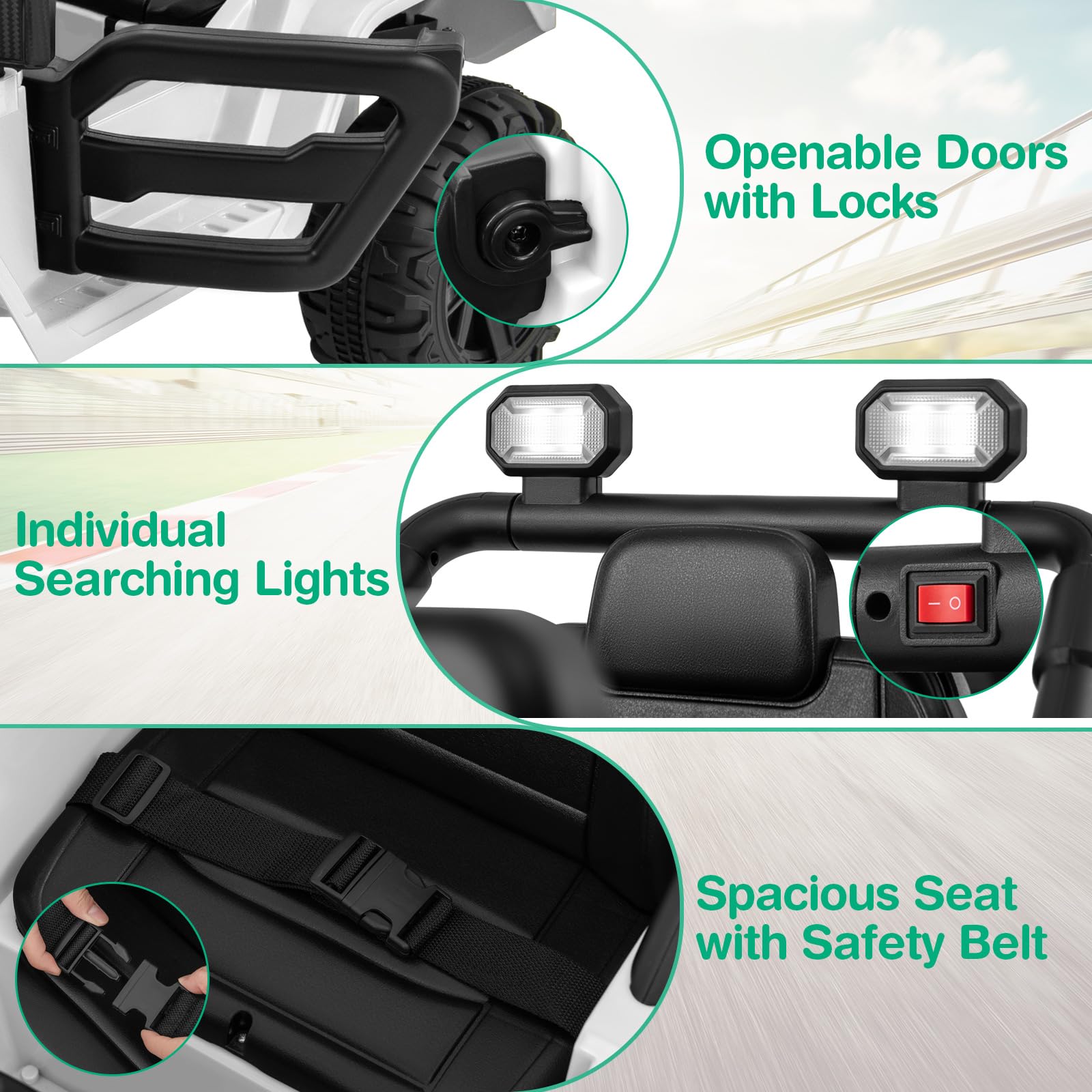 COSTWAY 12V Kids Ride on Car, 2 Motors Electric Off Road Truck with Remote Control, LED Lights, Music, Horn & Wireless Connection, Battery Powered Ride on Toy for Boys Girls (Black)