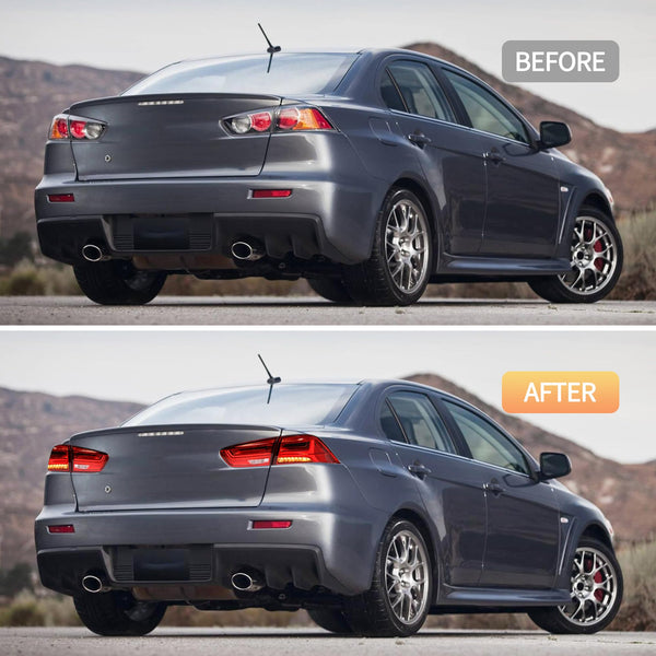 LED Rear Lights compatible with Lancer & EVO X 2008-2020 (Not Fit fortis/io), w/Amber Sequential indicator, Driver & Passenger Side - Red