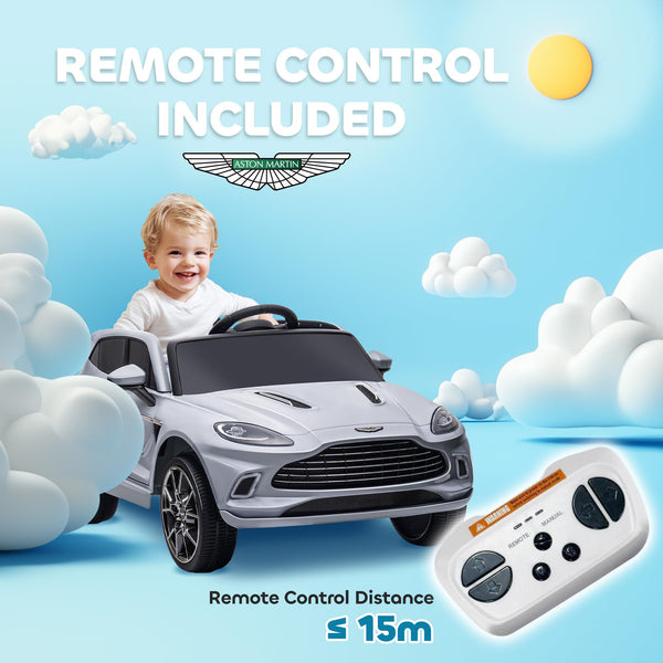 AIYAPLAY 12V Kids Electric Car, Aston Martin DBX Licensed Kids Ride on Car with Remote Control, 4 Suspension Wheels, LED Lights, Music, Horn, Slow Start, for Ages 3-6 Years, Blue