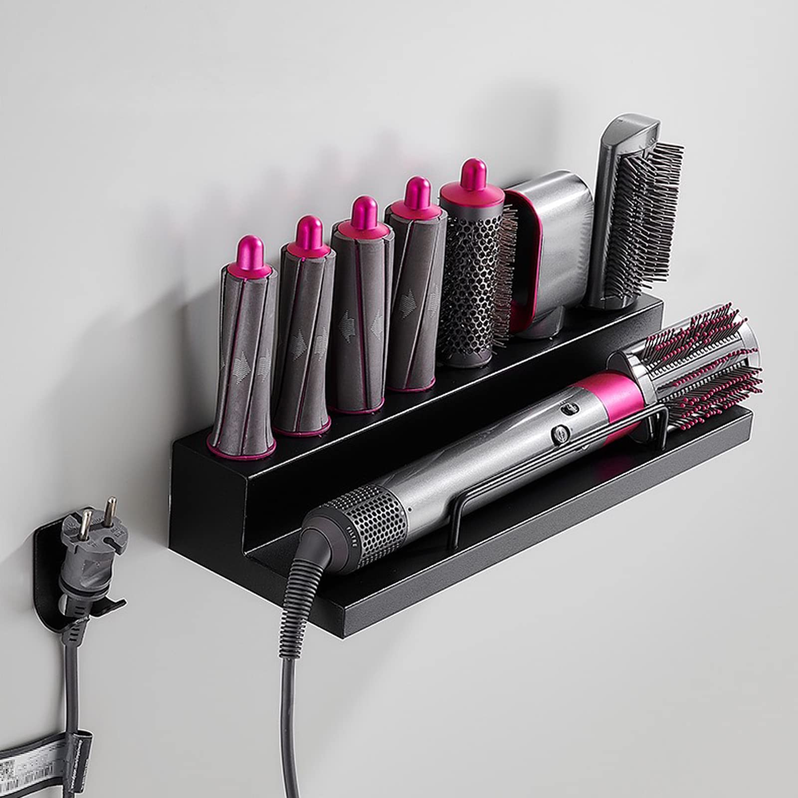DYOUen Wall Mount Curling Holder Organiser Stand Storage Rack for Dyson Airwrap, Stainless Steel without Punching Storage Holder