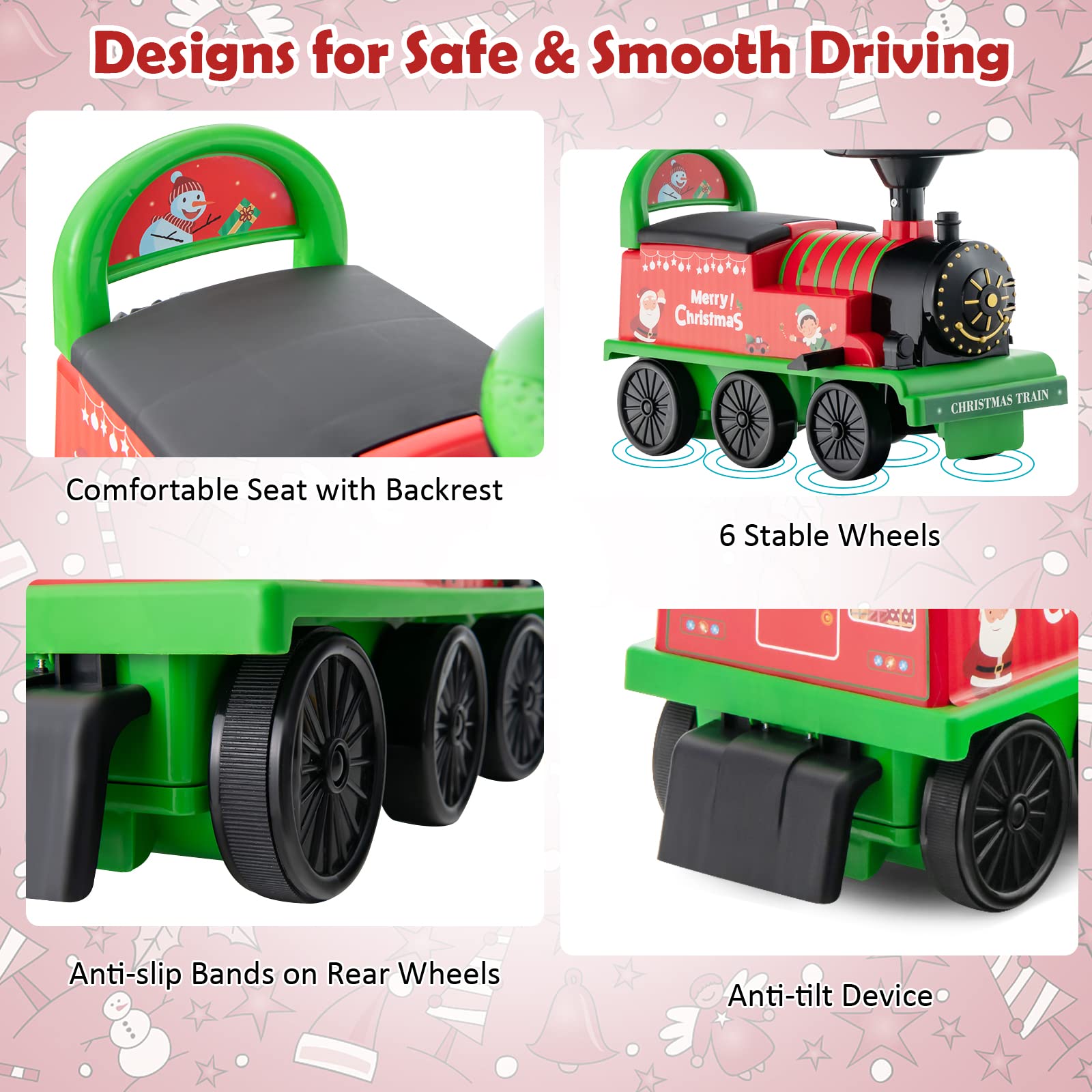 Maxmass Ride On Train and Track, 6V Battery Powered Electric Car with Storage Seat, Music & Lights, Kids Ride On Toy for 18+ Months (Black)