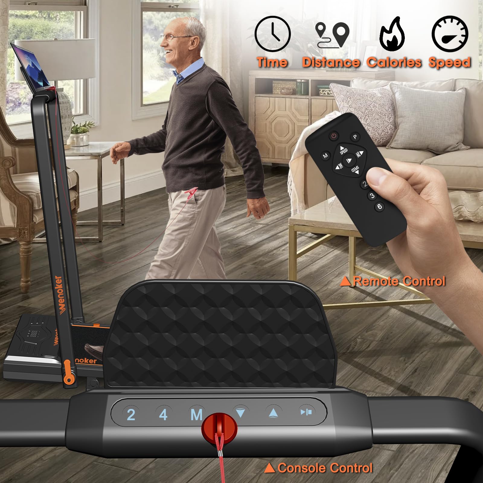 Treadmill with Incline Foldable Under Desk Walking Pad with LED Display Remote Control Portable Workout Machine for Home/Office Exercise