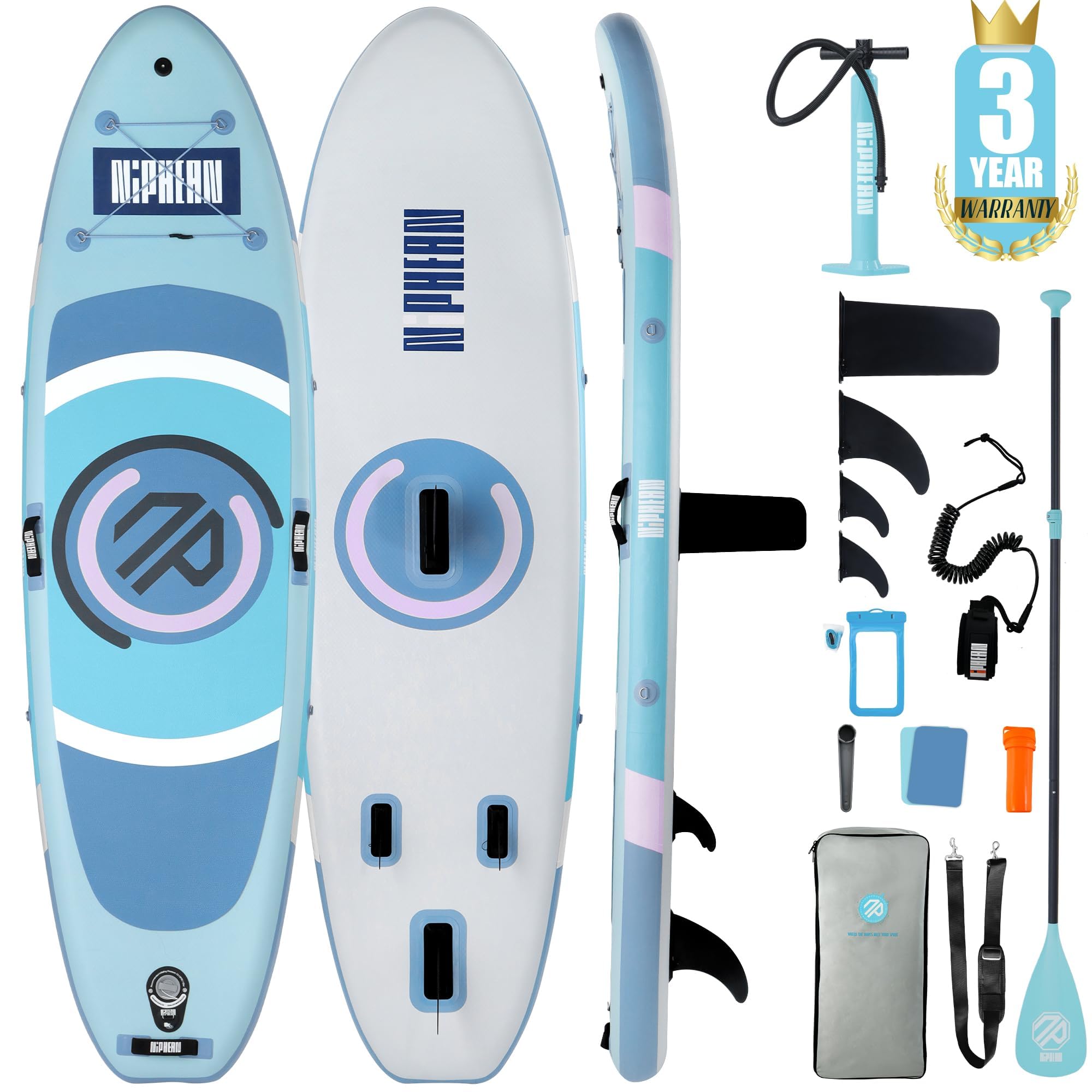 Niphean Inflatable Paddle Board with Stable Wing and Durable SUP Accessories, 10' Stand up Paddle Boards for Adults & Youth, Idea for Stand up Paddleboarding Beginner, Versatile Yoga Paddle Board