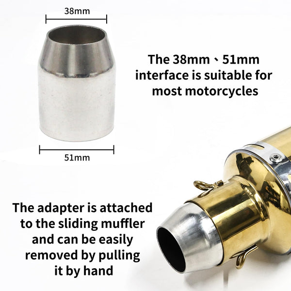 38mm 51mm Universal Motorcycle Golden Muffler Exhaust Stainless Steel Slip on Exhaust Pipe 1.5" 2" for Dirt Bike Street Bike Scooter ATV