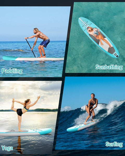 Inflatable Stand Up Paddle Board 10'6"×31"×6"", Max 140KG Load SUP Paddle Board with Accessories Waterproof Cell Phone Bag, Excellent Paddleboards for Adults/Youth/Beginners/Advanced/Water yoga